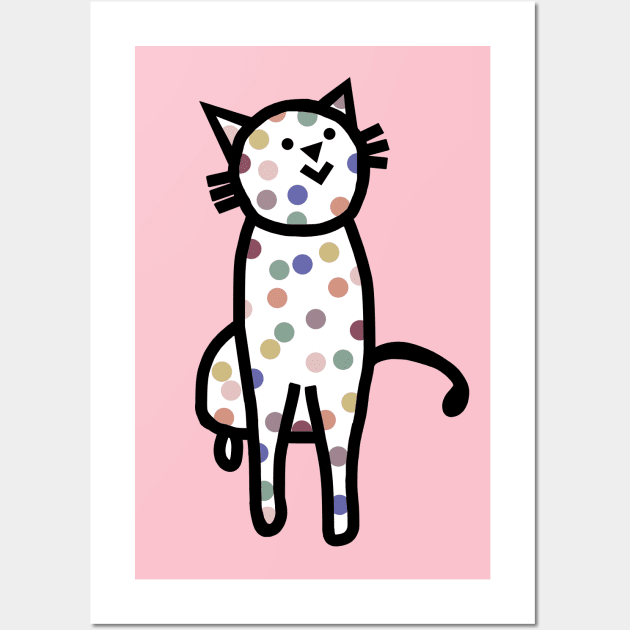 Multi Colored Spotty Cat Wall Art by ellenhenryart